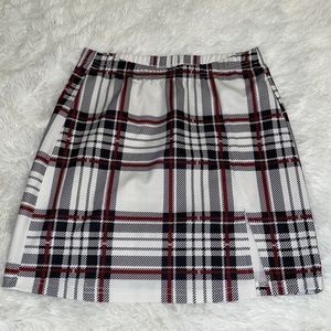 Plaid Slit Hem Bodycon Skirt - S